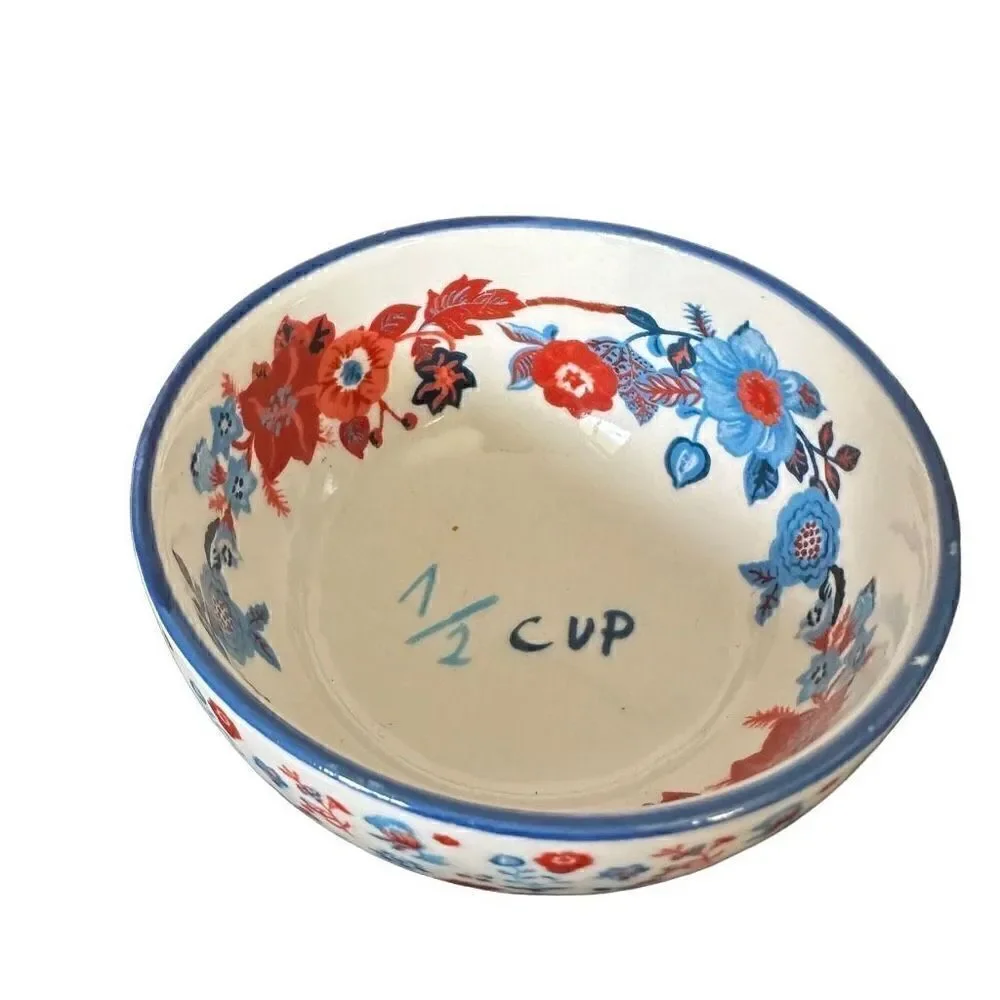 Anthropologie Measuring Cups NATHALIE LETE Set of 3 BIBELOT Squirrel Deer Flora